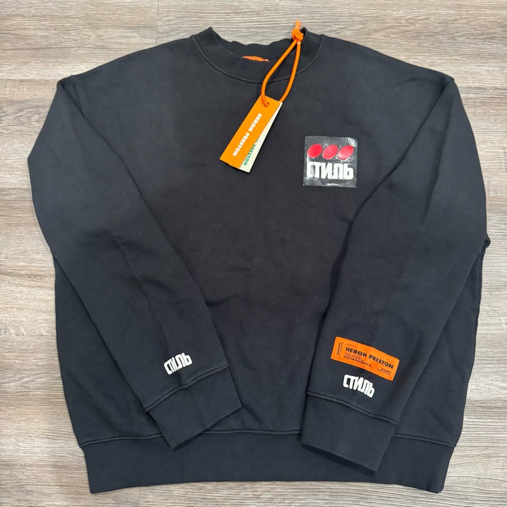 Heron Preston Dots CTNMB Black Logo Pullover Sweatshirt